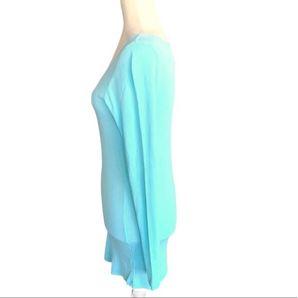 LA Made women’s dress top tunic long sleeve turquoise blue knit size small - Picture 5 of 12